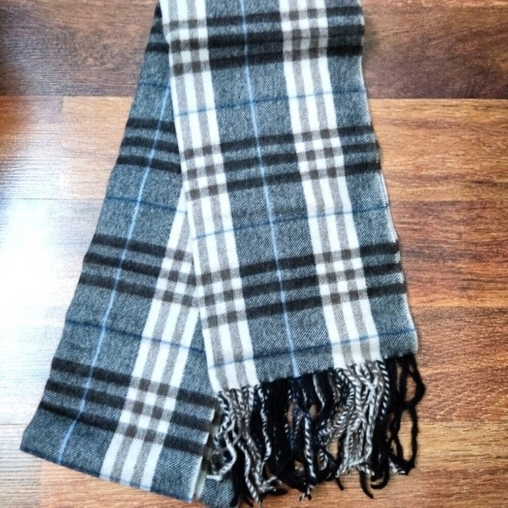 Enzo Mantovani Brown Plaid Cashmere Wool Scarf